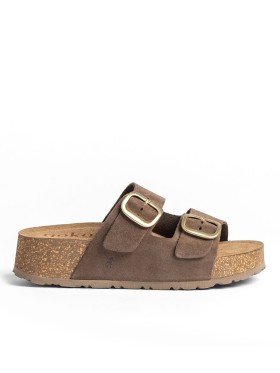 SANDALIAS DE PLATAFORMA EN PIEL DE SERRAJE PARA MUJER YOKONO WIWI 003 MARRÓN