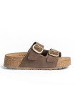 SANDALIAS DE PLATAFORMA EN PIEL DE SERRAJE PARA MUJER YOKONO WIWI 003 MARRÓN