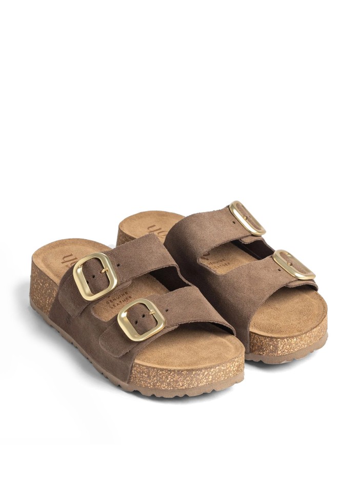 SANDALIAS DE PLATAFORMA EN PIEL DE SERRAJE PARA MUJER YOKONO WIWI 003 MARRÓN