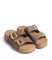 SANDALIAS DE PLATAFORMA EN PIEL DE SERRAJE PARA MUJER YOKONO WIWI 003 MARRÓN