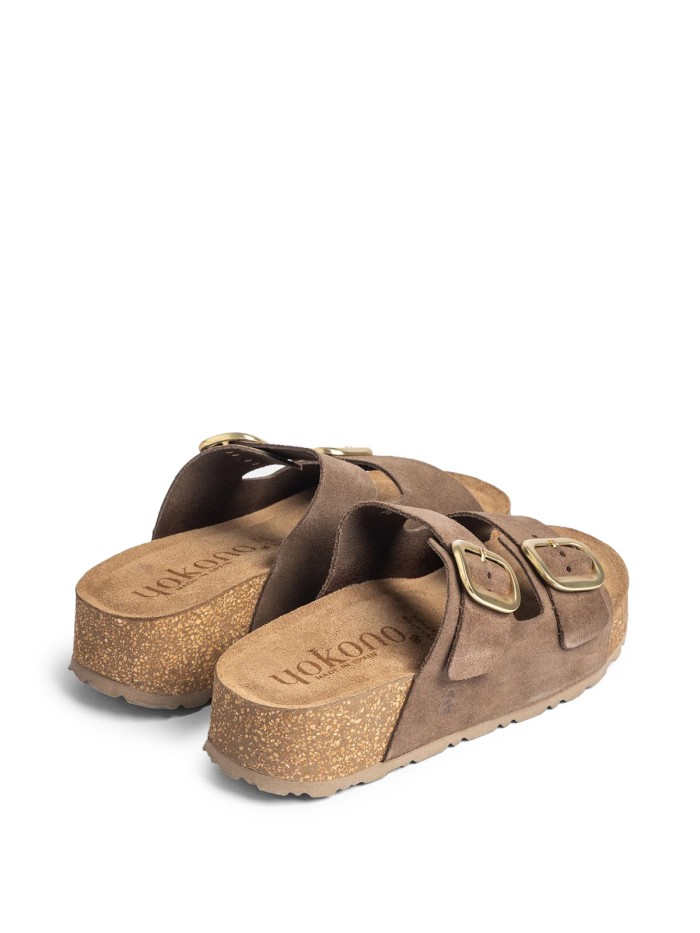 SANDALIAS DE PLATAFORMA EN PIEL DE SERRAJE PARA MUJER YOKONO WIWI 003 MARRÓN
