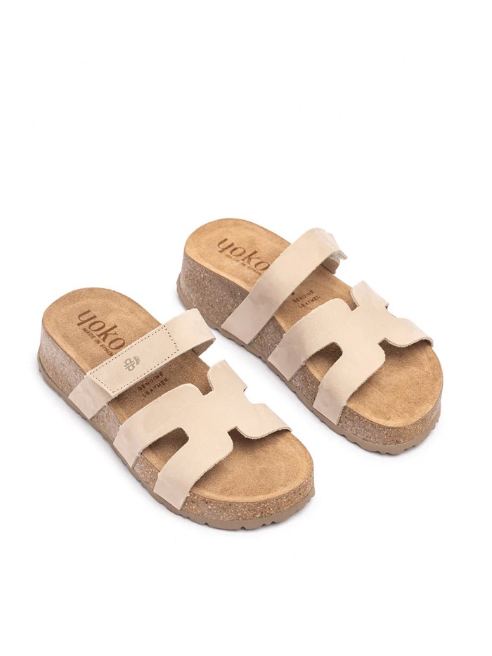 SANDALIAS DE PIEL  CON PALTAFORMA PARA MUJER YOKONO WIWI 125 BLANCO