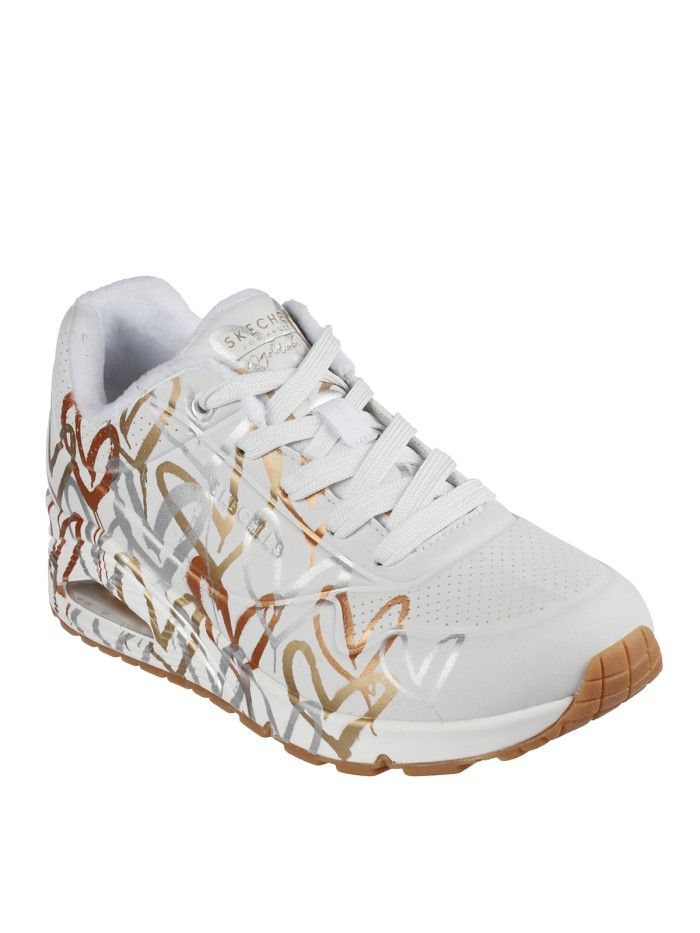 Skechers x JGoldcrown: Uno - Metallic Love 155523 BLANCO