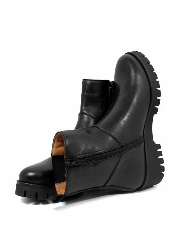 BOTAS DE PIEL CON ELÁSTICO PARA MUJER APLAUSO 30843 NEGRO