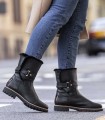 BOTAS DE PIEL CON FORRO DE PELO PANAMA JACK FELIA IGLOO TRAV B2 NEGRO