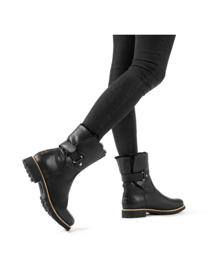 BOTAS DE PIEL CON FORRO DE PELO PANAMA JACK FELIA IGLOO TRAV B2 NEGRO