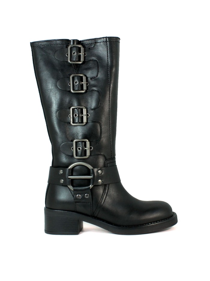 BOTAS DE PIEL CON HEBILLAS PARA MUJER VEXED SELENA NEGRO