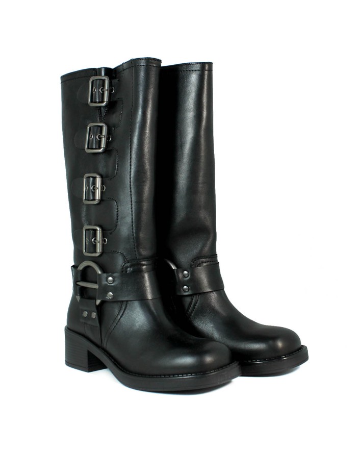 BOTAS DE PIEL CON HEBILLAS PARA MUJER VEXED SELENA NEGRO