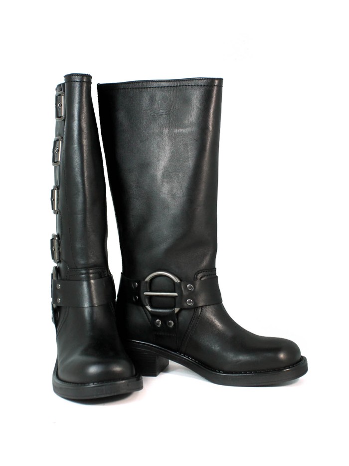 BOTAS DE PIEL CON HEBILLAS PARA MUJER VEXED SELENA NEGRO