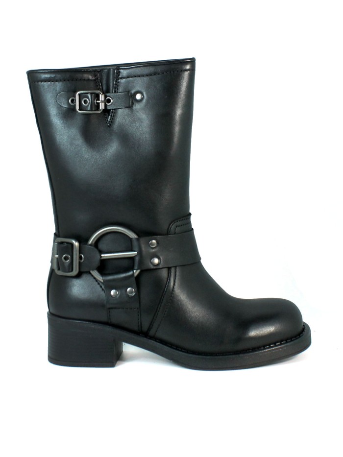 BOTAS DE PIEL HEBILLAS PARA MUJER VEXED HERA NEGRO