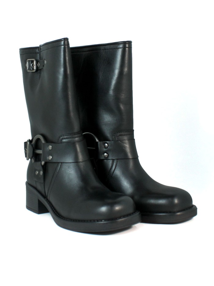 BOTAS DE PIEL HEBILLAS PARA MUJER VEXED HERA NEGRO