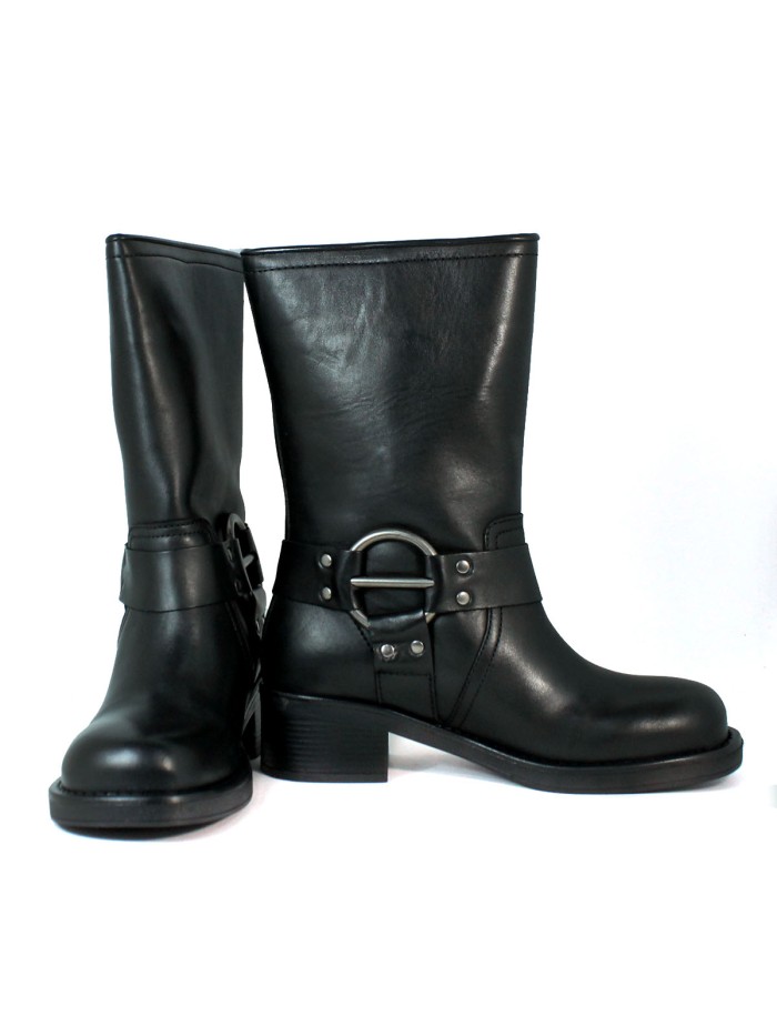 BOTAS DE PIEL HEBILLAS PARA MUJER VEXED HERA NEGRO