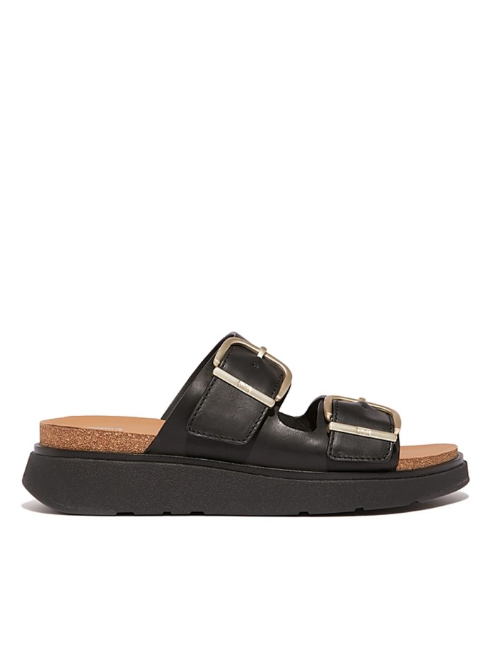 SANDALIAS DE PIEL CON HEBILLAS FITFLOP HE8-001-GEN-FF BUCKLE NEGRO