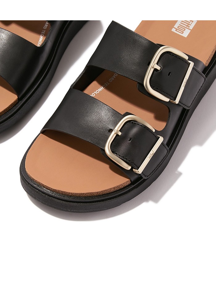 SANDALIAS DE PIEL CON HEBILLAS FITFLOP HE8-001-GEN-FF BUCKLE NEGRO