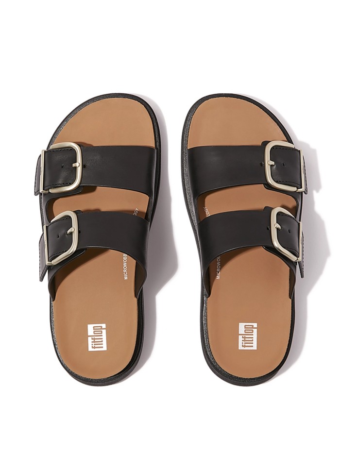 SANDALIAS DE PIEL CON HEBILLAS FITFLOP HE8-001-GEN-FF BUCKLE NEGRO