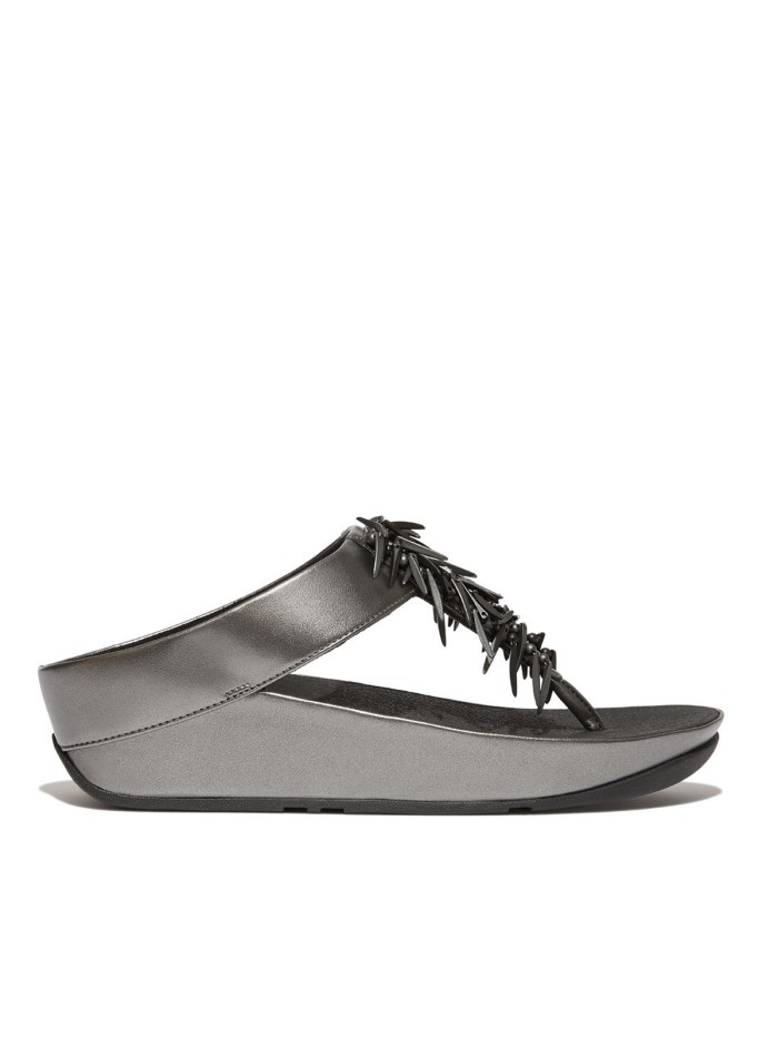 SANDALIAS DE PIEL CON ABALORIOS FITFLOP HI7-B06 RUMBA BEADED PLOMO