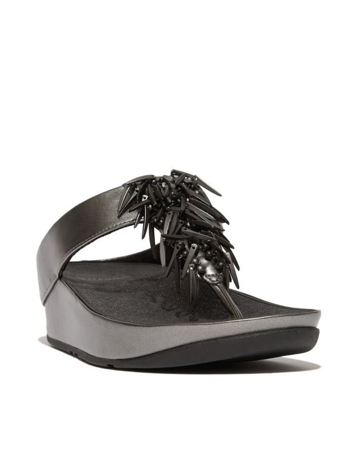 SANDALIAS DE PIEL CON ABALORIOS FITFLOP HI7-B06 RUMBA BEADED PLOMO