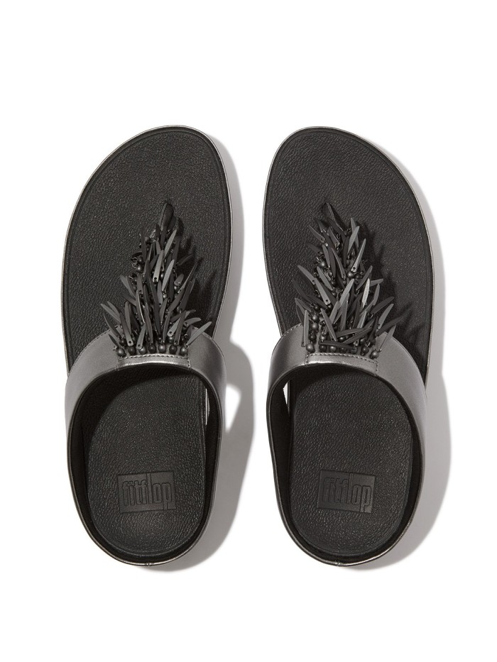 SANDALIAS DE PIEL CON ABALORIOS FITFLOP HI7-B06 RUMBA BEADED PLOMO