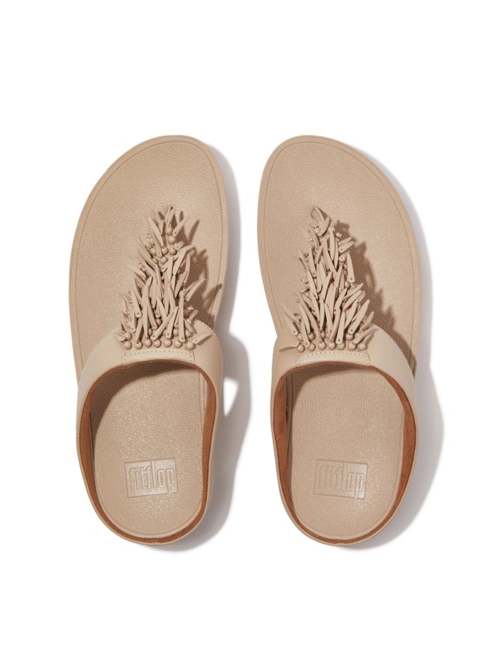 SANDALIAS SLIP ON CON ABALORIOS FITFLOP HQ4-A94 RUMBA BEADED BEIGE