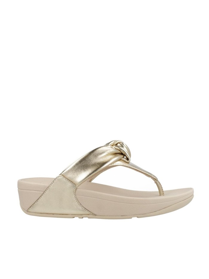 SANDALIAS SLIP ON DE PIEL HN8-675 LULU PADDED-KNOT PLATINO