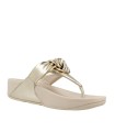 SANDALIAS SLIP ON DE PIEL HN8-675 LULU PADDED-KNOT PLATINO