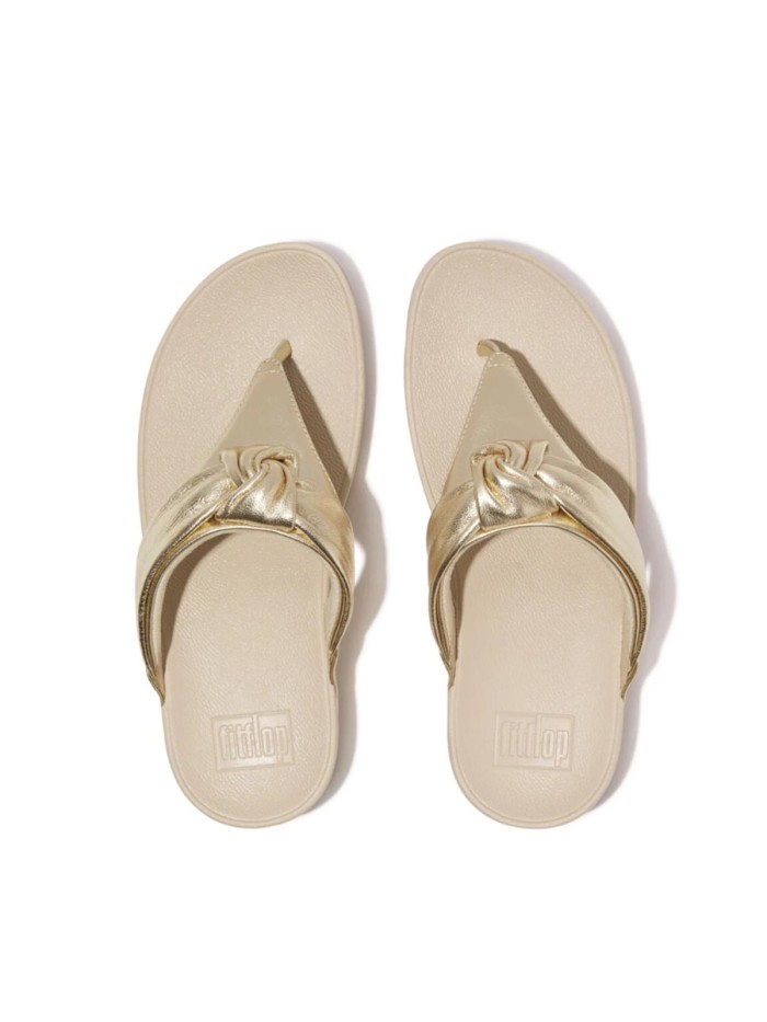 SANDALIAS SLIP ON DE PIEL HN8-675 LULU PADDED-KNOT PLATINO