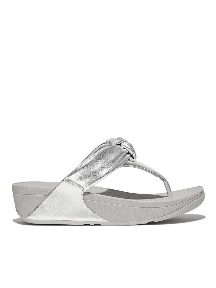 SANDALIAS SLIP ON DE PIEL FITFLOP HN8-011 LULU PADDED-KNOT PLATA