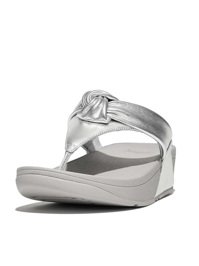 SANDALIAS SLIP ON DE PIEL FITFLOP HN8-011 LULU PADDED-KNOT PLATA
