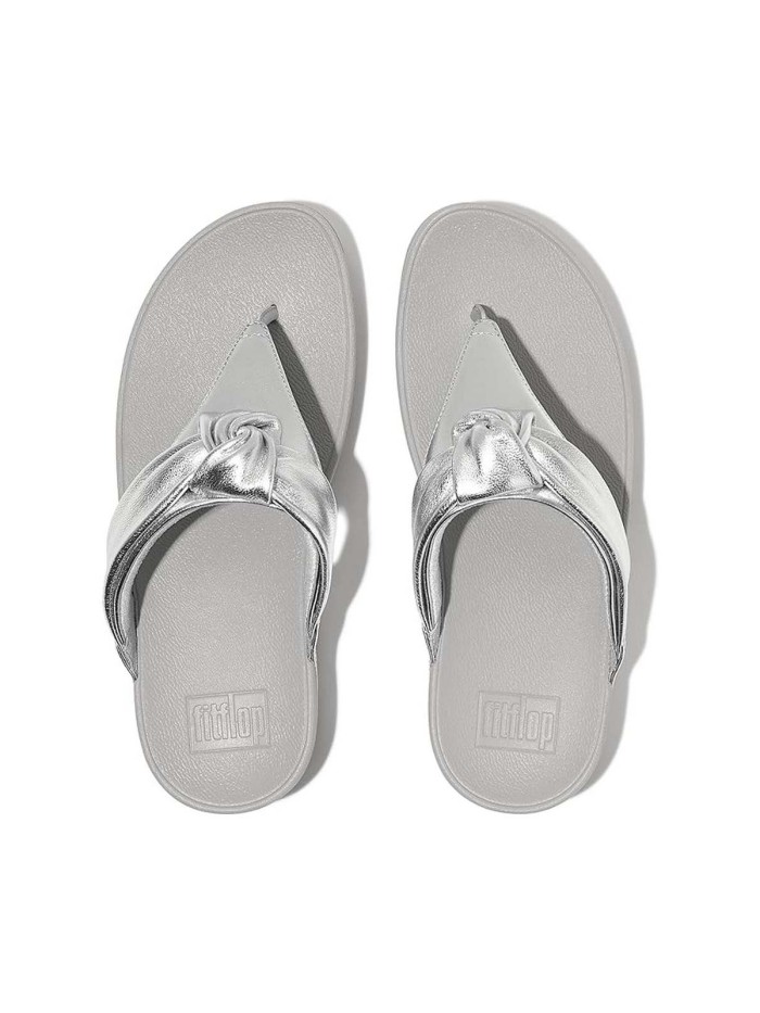 SANDALIAS SLIP ON DE PIEL FITFLOP HN8-011 LULU PADDED-KNOT PLATA