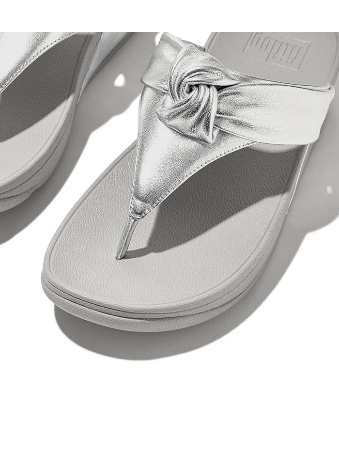 SANDALIAS SLIP ON DE PIEL FITFLOP HN8-011 LULU PADDED-KNOT PLATA