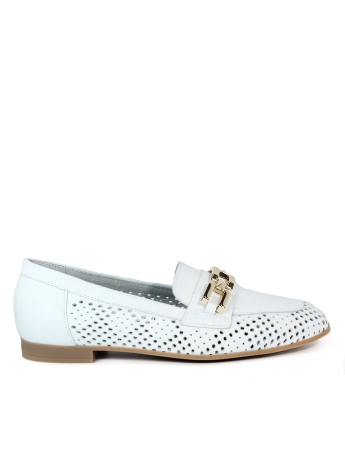 MOCASINES CALADOS CON CADENA PITILLOS 5644 BLANCO
