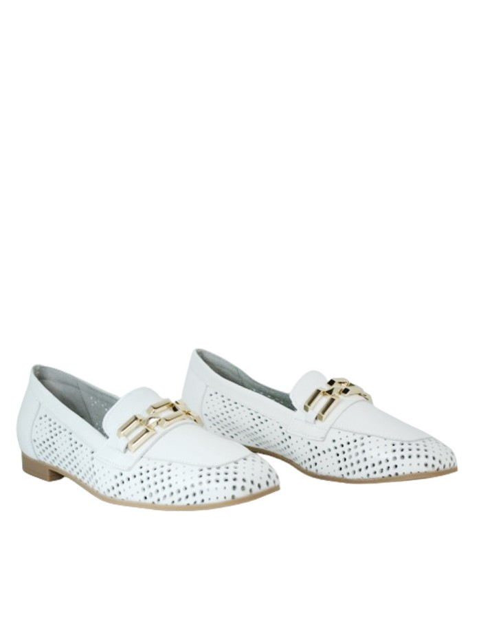 MOCASINES CALADOS CON CADENA PITILLOS 5644 BLANCO