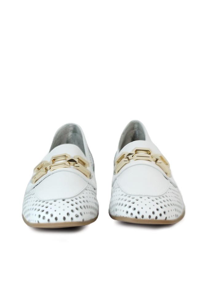 MOCASINES CALADOS CON CADENA PITILLOS 5644 BLANCO