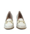 MOCASINES DE CHAROL CON TACÓN GEOMÉTRICO PITILLOS 5794 BEIGE-PIEDRA