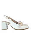 MOCASINES DESTALONADOS DE TACÓN PITILLOS 5795 BEIGE-ROSA