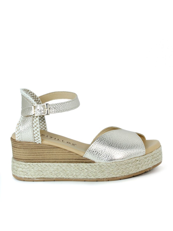 SANDALIAS DE CUÑA CÓMODAS PITILLOS 5521 ORO