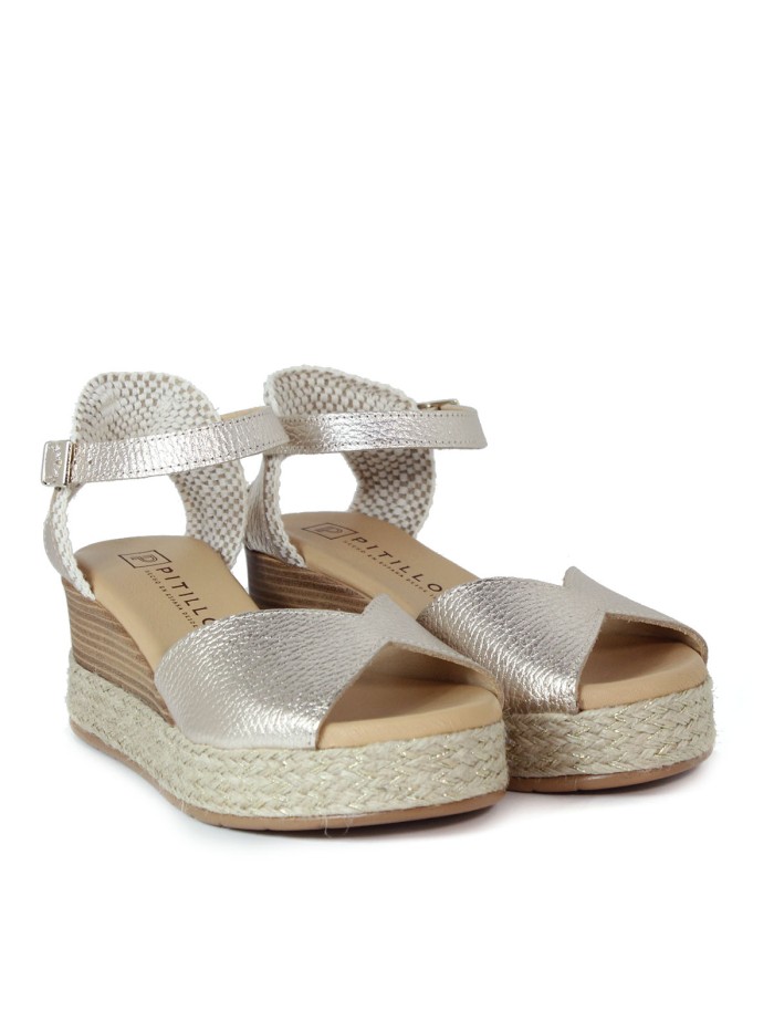 SANDALIAS DE CUÑA CÓMODAS PITILLOS 5521 ORO
