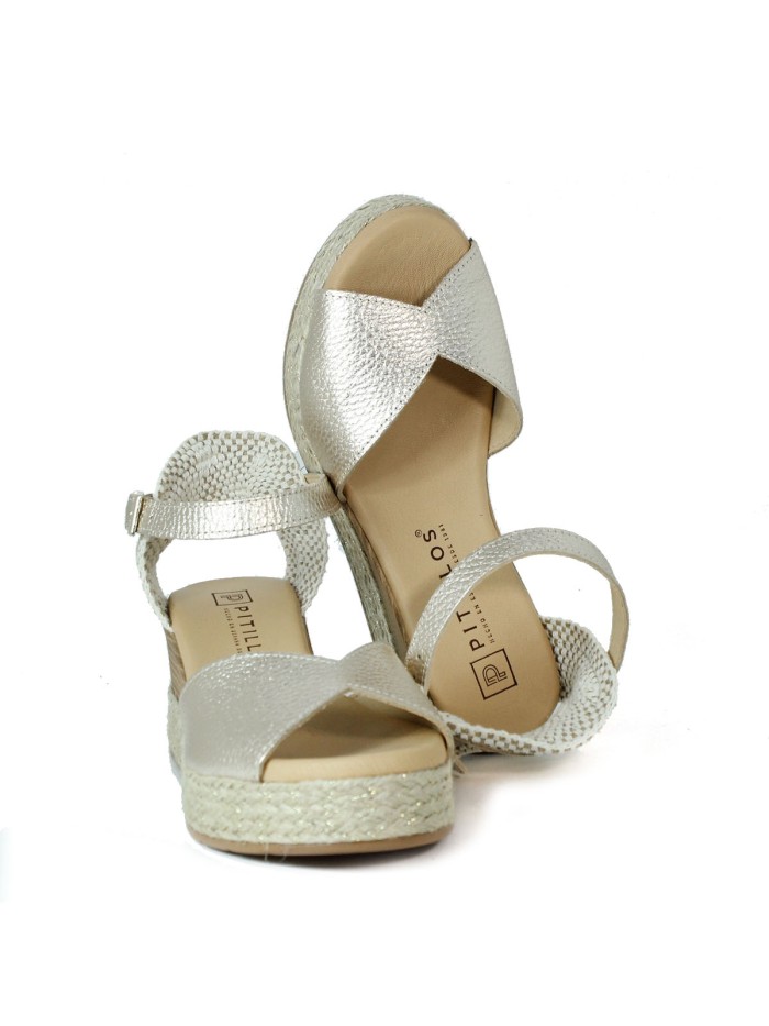 SANDALIAS DE CUÑA CÓMODAS PITILLOS 5521 ORO