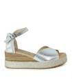 SANDALIAS DE CUÑA CÓMODAS PITILLOS 5521 PLATA
