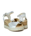 SANDALIAS DE CUÑA CÓMODAS PITILLOS 5521 PLATA