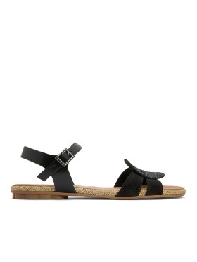 SANDALIAS PLANAS DE SERRAJE PORRONET ÁNGELA 3002 NEGRO