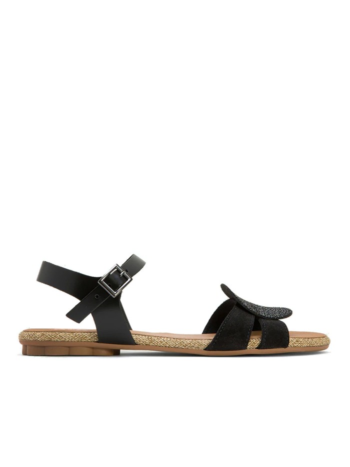 SANDALIAS PLANAS DE SERRAJE PORRONET ÁNGELA 3002 NEGRO