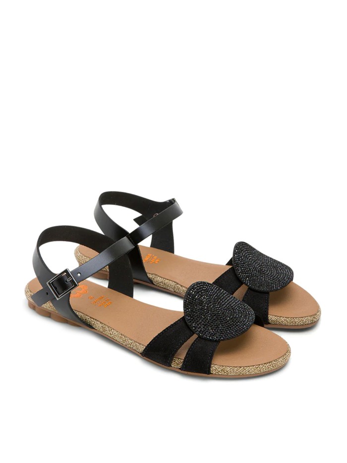 SANDALIAS PLANAS DE SERRAJE PORRONET ÁNGELA 3002 NEGRO