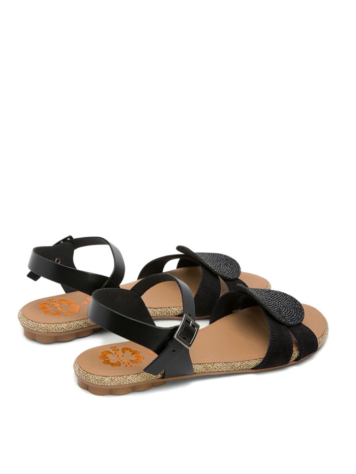 SANDALIAS PLANAS DE SERRAJE PORRONET ÁNGELA 3002 NEGRO