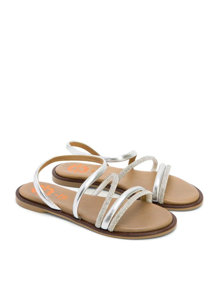 SANDALIAS PLANAS BRILLANES PORRONET CARA 3010 PLATA