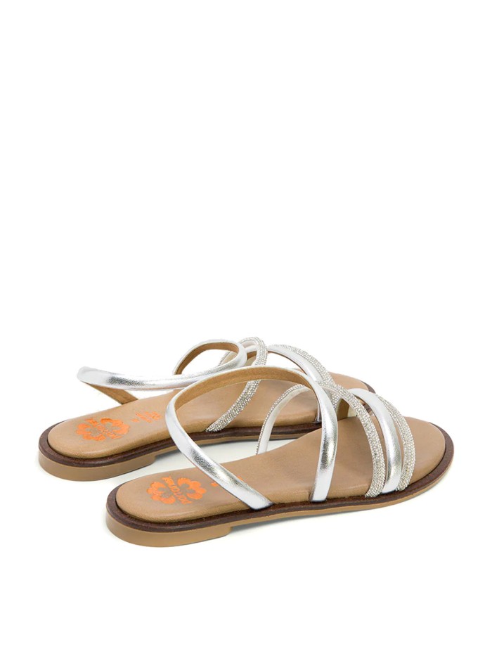 SANDALIAS PLANAS BRILLANES PORRONET CARA 3010 PLATA