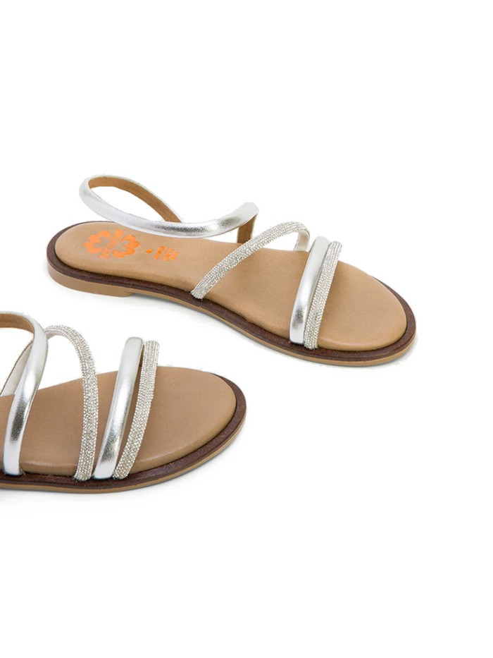 SANDALIAS PLANAS BRILLANES PORRONET CARA 3010 PLATA