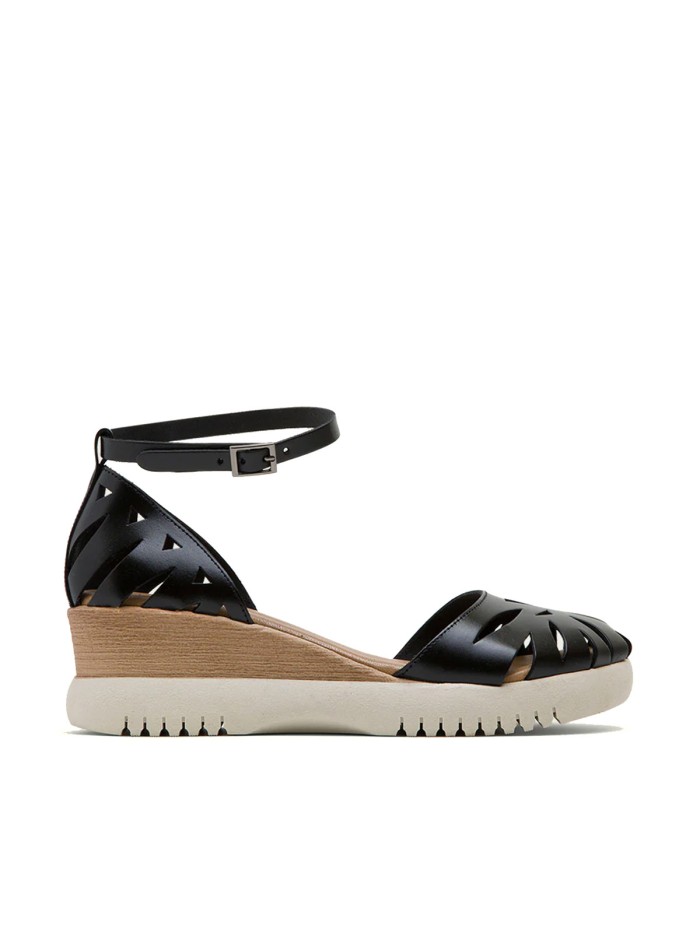 SANDALIAS DE CUÑA PORRONET EBBA 3023 NEGRO