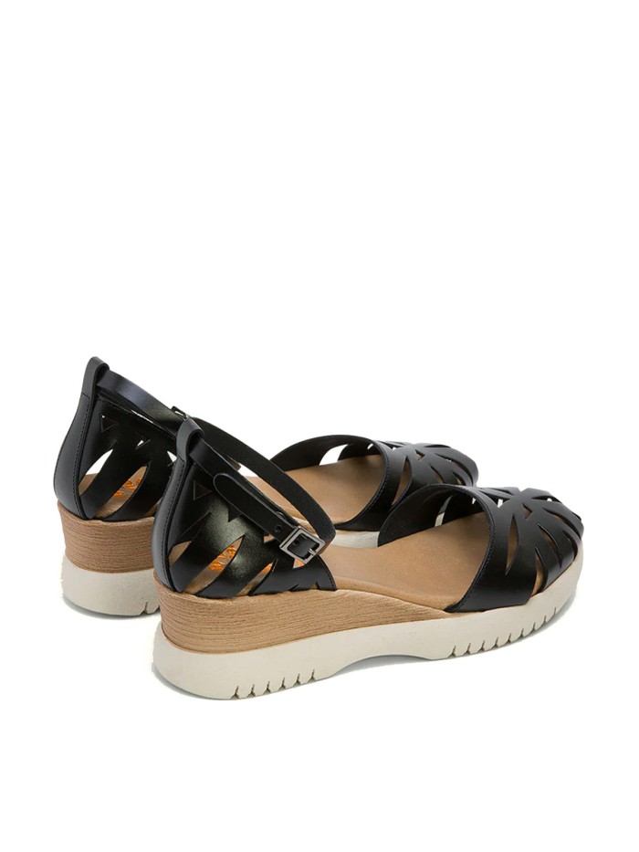 SANDALIAS DE CUÑA PORRONET EBBA 3023 NEGRO