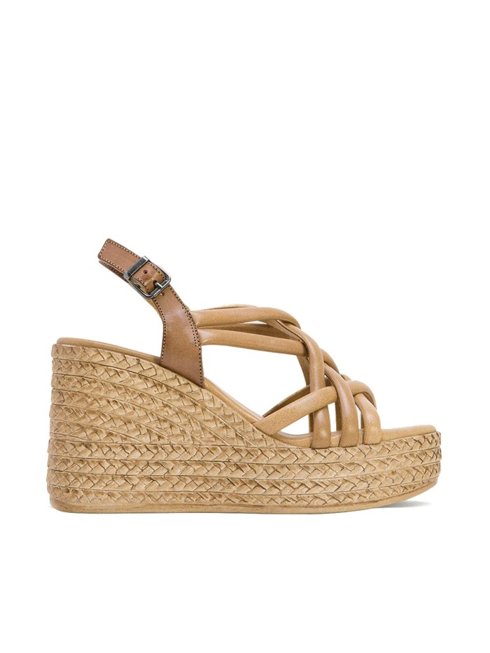 SANDALIAS CUÑA DE PIEL PORRONET KIMI 3069 TAUPE